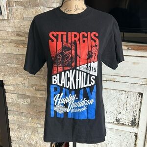 Harley Davidson Sturgis Black Hills 2019 red white blue black crewneck tshirt